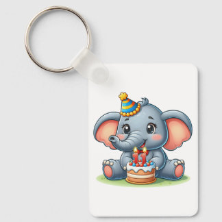 Cute Elephant 11th Birthday Keychain