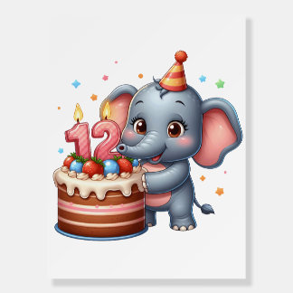 Cute Elephant 12th Birthday Foam Board