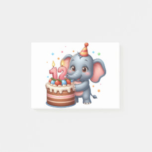 Cute Elephant 12th Birthday Post-it Notes