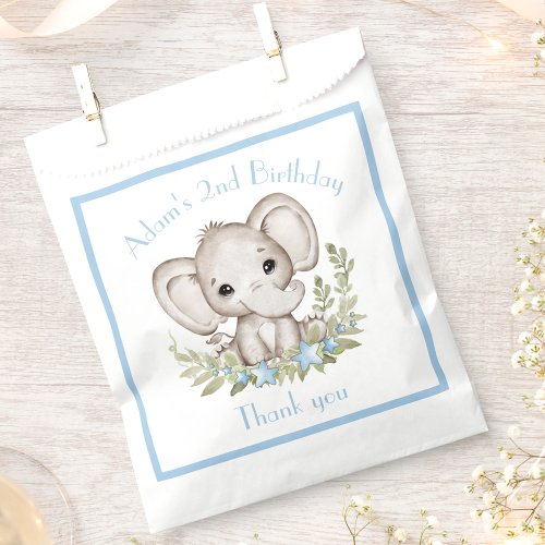 Cute Elephant 1st Birthday Boy Blue Favor Bag