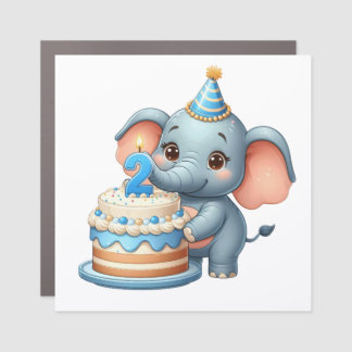Cute Elephant 2nd Birthday Car Magnet