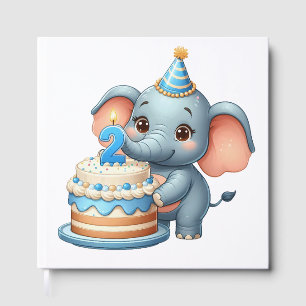 Cute Elephant 2nd Birthday Guest Book