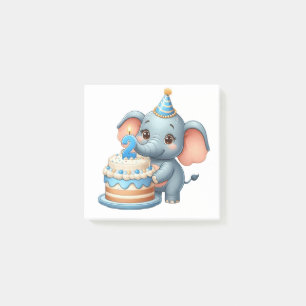 Cute Elephant 2nd Birthday Post-it Notes