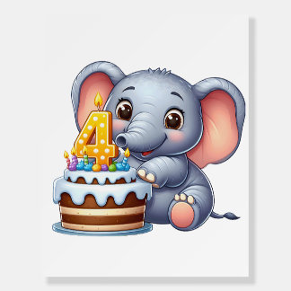 Cute Elephant 4th Birthday Foam Board