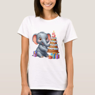 Cute Elephant 5th Birthday T-Shirt
