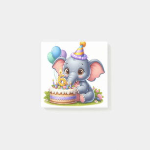 Cute Elephant 6th Birthday Post-it Notes