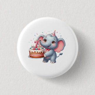 Cute Elephant 7th Birthday Button