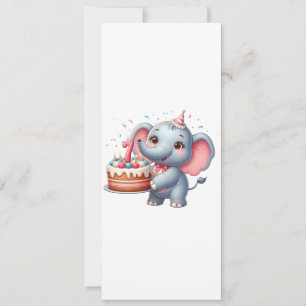 Cute Elephant 7th Birthday Invitation
