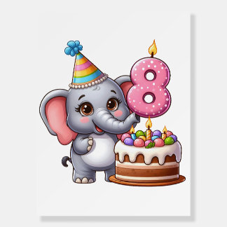 Cute Elephant 8th Birthday Foam Board