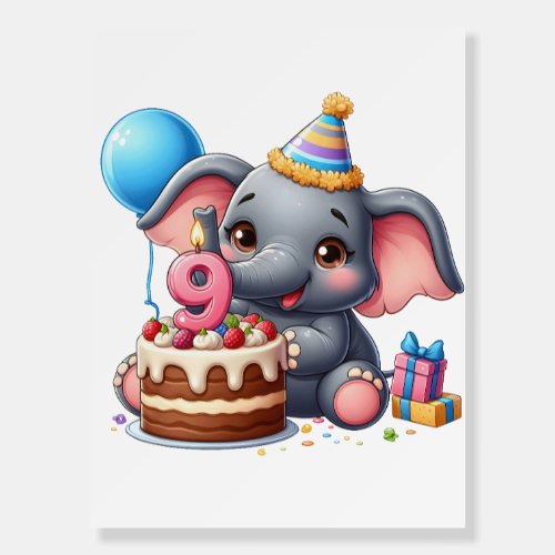 Cute Elephant 9th Birthday Foam Board