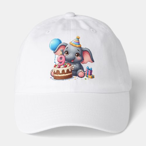 Cute Elephant 9th Birthday Hat