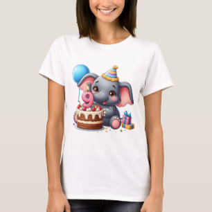 Cute Elephant 9th Birthday T-Shirt