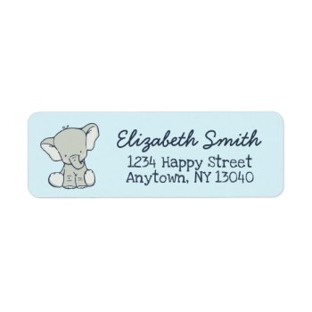 Cute Elephant Address Label by Popcornparty at Zazzle