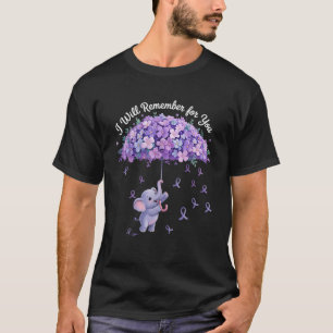 Cute Elephant Alzheimer s Awareness Ribbon Purple  T-Shirt