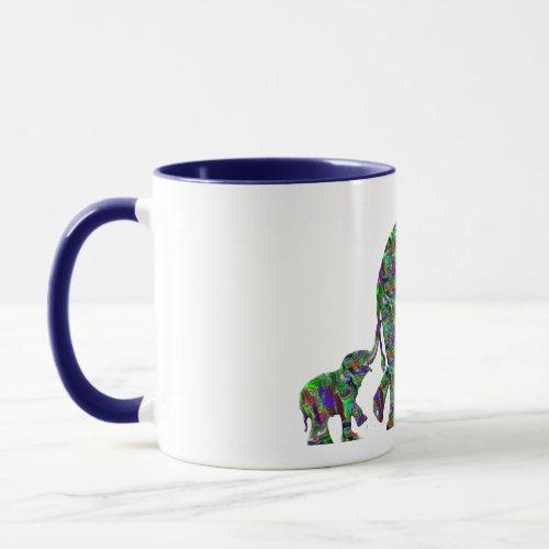 cute elephant and baby elephant coffee mug design