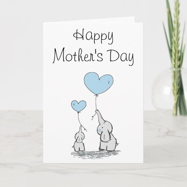 Cute Elephant and Baby Mother's Day Card (Front)