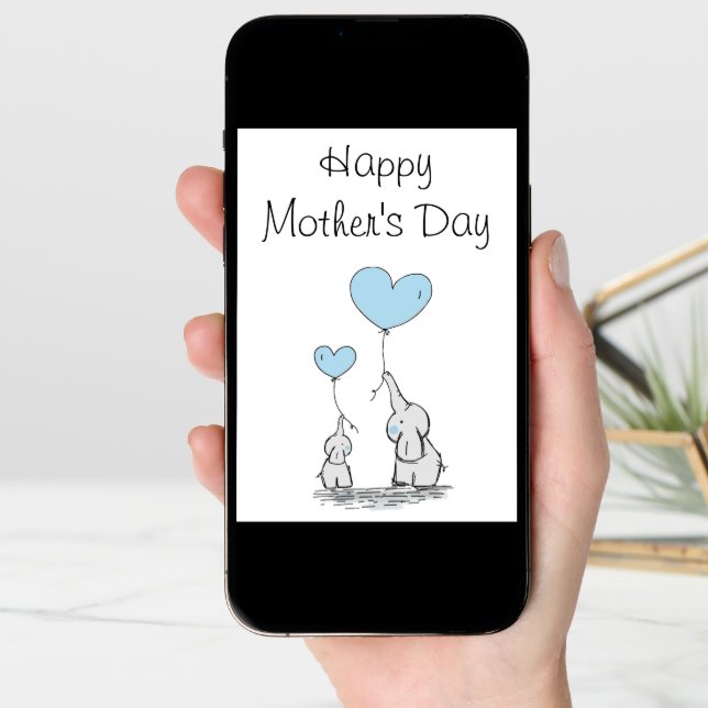 Cute Elephant and Baby Mother's Day Card (Front Digital)