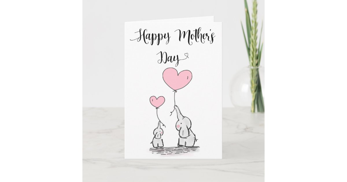 cute elephant and baby mothers day card zazzlecom