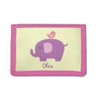 Cute Elephant and Bird Girls Wallet