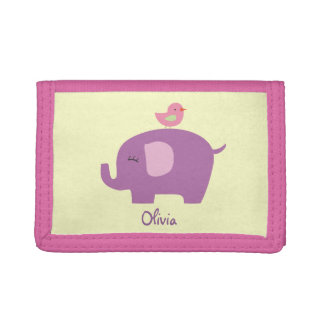 Cute Elephant and Bird Girls Wallet