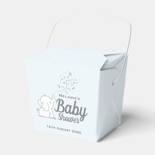 Cute Elephant and Confetti Blue Baby Shower Favor Boxes