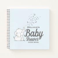 Cute Elephant and Confetti Blue Baby Shower Guest Notebook