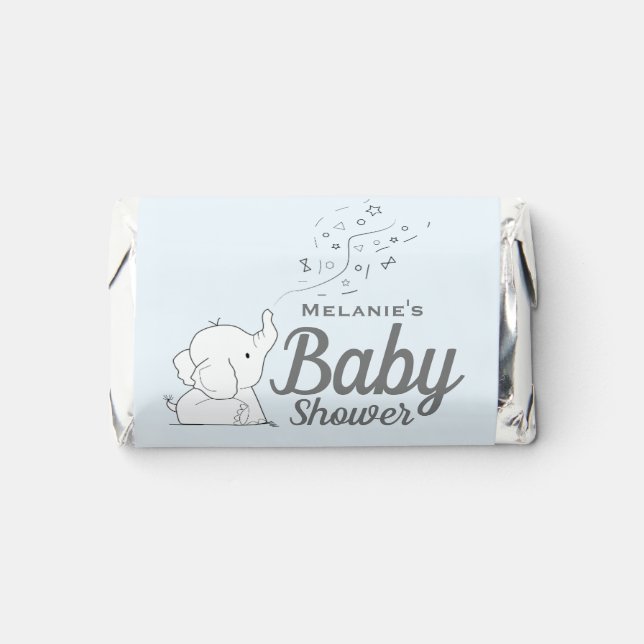 Cute Elephant and Confetti Blue Baby Shower Hershey's Miniatures (Front)