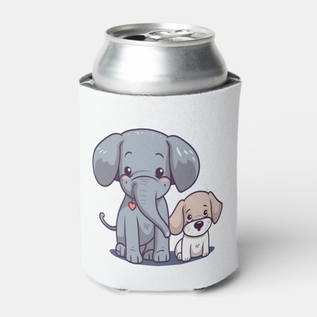 Cute Elephant and dog    Can Cooler (Can Front)
