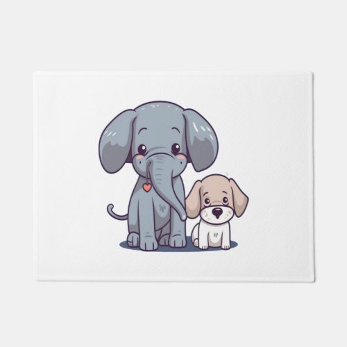 Cute Elephant and dog    Doormat