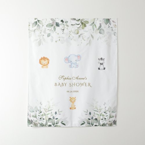 Cute Elephant and Friends Baby Shower Photo Booth Tapestry