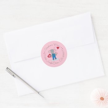 Cute Elephant And Hearts Pink Envelope Seals by ArianeC at Zazzle