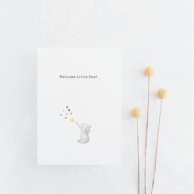 Cute Elephant And Hearts Welcome New Baby Card (Creator Uploaded)