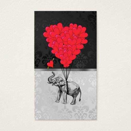 Elephant &amp; heart balloons business card template