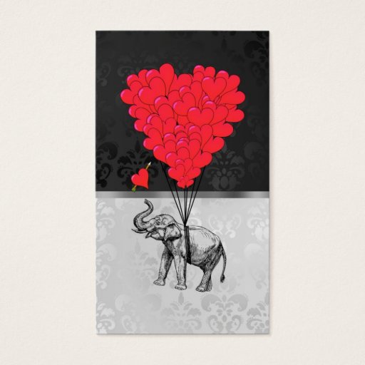 Customizable Elephant &amp; heart balloons business card template