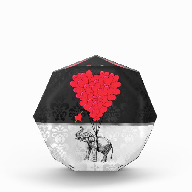 Cute elephant and love heart on gray award (Front)