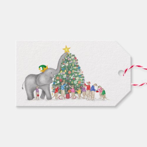 Cute elephant and meerkats Christmas gift tags