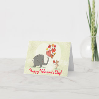cute elephant and mouse valentine love vector II Holiday Card