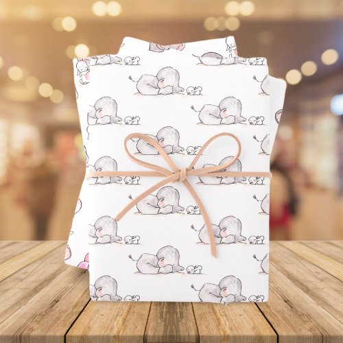 Cute Elephant and Rabbit Wrapping Paper Sheets