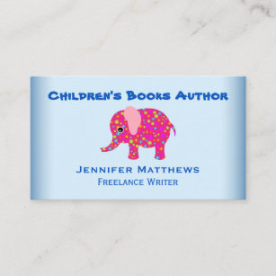 Cute Elephant Animal Children Book Author Writer Business Card