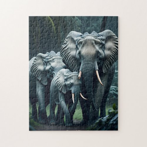 Cute Elephant Animal Family Jigsaw Puzzle