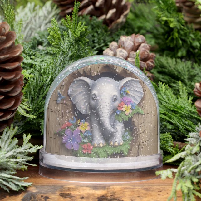 Cute Elephant Animal  Snow Globe (Winter)