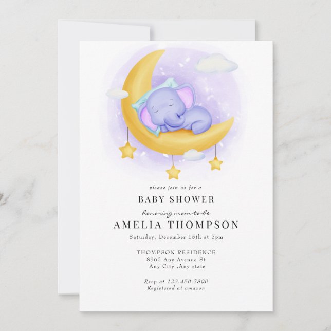 Cute Elephant | Animals Baby Shower Invitation (Front)