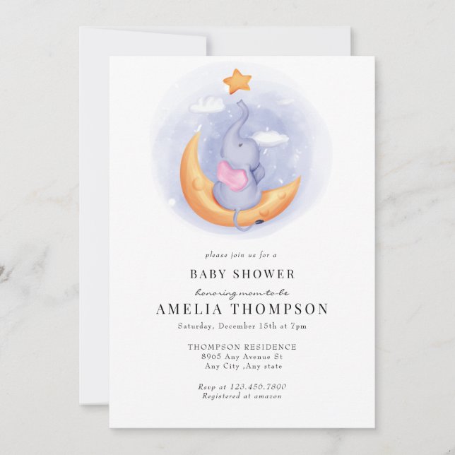 Cute Elephant | Animals Baby Shower Invitation (Front)