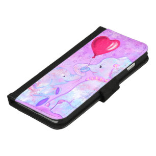 Cute Elephant Baby and Mom iPhone Wallet Case