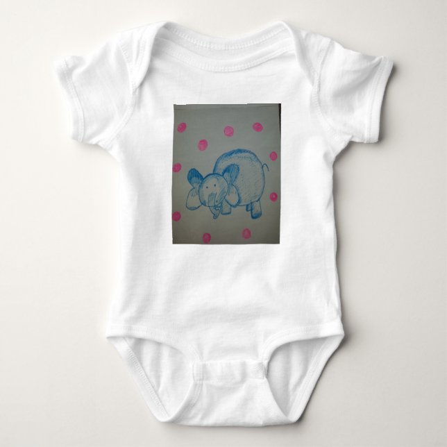 Cute Elephant Baby Bodysuit (Front)