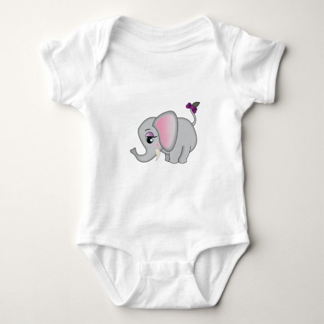Cute Elephant Baby Bodysuit (Front)
