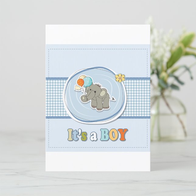 Cute Elephant Baby Boy Announcement  (Creator Uploaded)