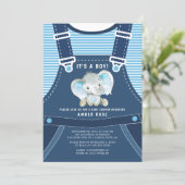 Cute Elephant Baby Boy Baby Shower Invitation (Standing Front)