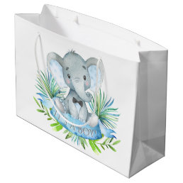 Cute Elephant Baby Boy Baby Shower Large Gift Bag