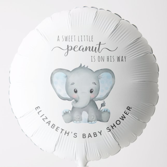 Cute Elephant Baby Boy Shower Balloon (Front)